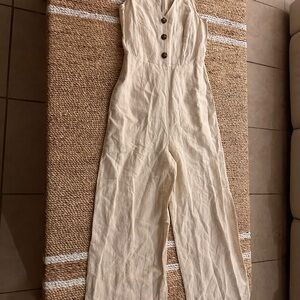 Madewell Button-Front Cream Jumpsuit